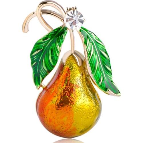 Green Leaves Yellow Gourd Pin Brooch For Women Gifts Collares Enamel Hijab Accessories Scarf Shoulder Clips Pin Broches