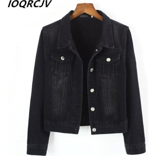 Women Denim Jacket Short Spring Autumn New Casual style Fashion Basic Coat Slim Long-Sleeve Denim Jacket Black Female Outwear