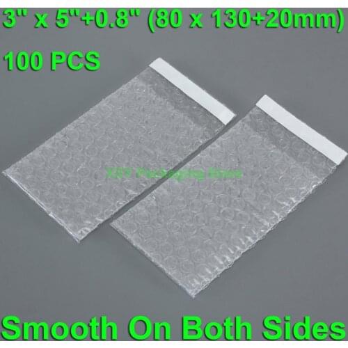100 PCS 3" x 5"+0.8" (80 x 130+20mm) Air Bubble Bags Plastic Electronic Packaging Pouches Poly Packing Envelopes