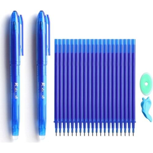 22 Pcs/Set 0.5mm Blue Black Ink Gel Pen Erasable Refill Rod Erasable Pens For School Writing Stationery Gel Ink Ballpoint Pens