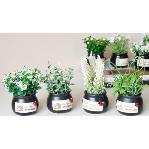 30pcs new Mini Bonsai Simulation Decorative Artificial Flowers Fake Green Pot Plants Ornaments Home Decor