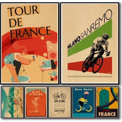 32 Desings Classic Tour France Kraftpaper Poster Wall Art Painting Vintage Bike Style Room Decoration 1