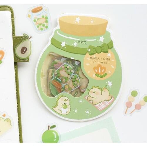 45pcs/box Stationery Sticker PVC Kawaii Cute Stickers Korean Stationery Aesthetic Cartoon Paper Doll Decorative Diary Stickers