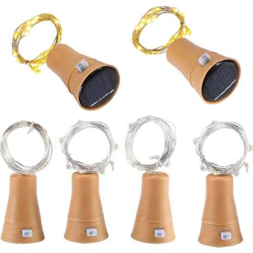 5 pieces Solar Powered Wine Bottle Cork Festival Outdoor Light Garland Lights Outdoor Fairy Light Shaped LED Copper Wire String