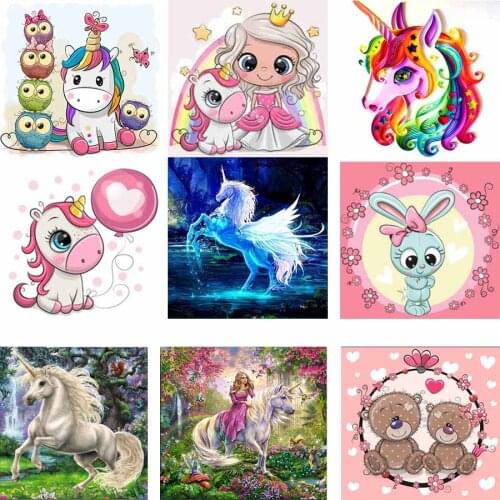 Diamond Art Painting 5d Diy Cartoon Unicorn Diamond Embroidery Bear Full Square Drill Animal Baby Shower Girl Room Decor Gift