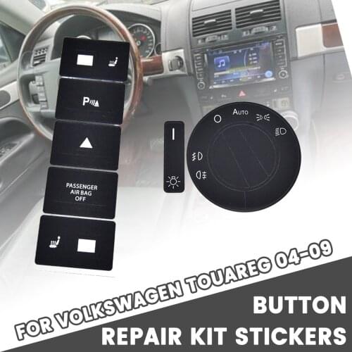 Car Headlight Central Control Panel Switch Button Decals Sticker Kit For VW For Volkswagen Touareg 2004-2009 Car Repair Stickers