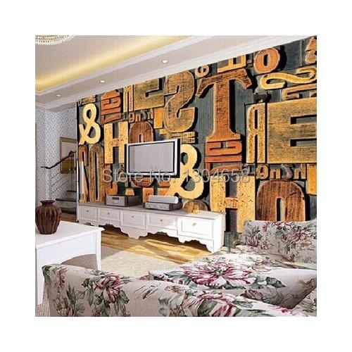 Free shipping custom European 3D large murals Coffee hall KTV wallpaper bar parlor bedroom background wall paper letters