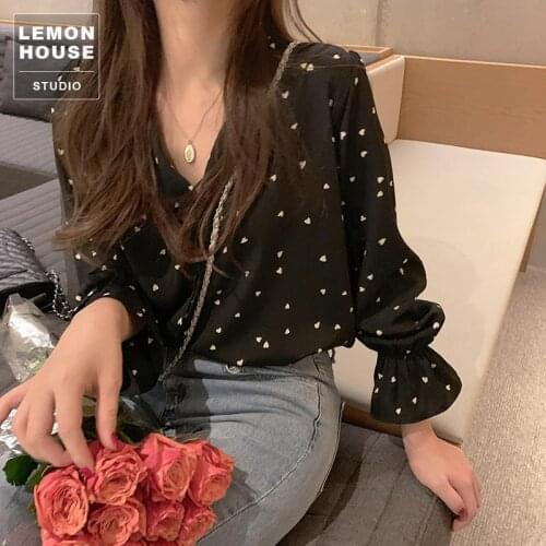 Blouse Women Top Long-Sleeved Shirt Womens Printed Chiffon Shirt Top Blusas Ropa De Mujer