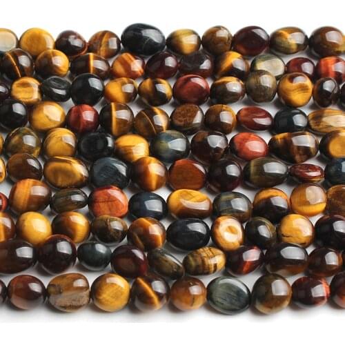 6-8mm Natural Multicolor Tiger Eye Stone Beads Irregular Loose Beads for Jewellery Making Fashion Bracelet 15'' Strand