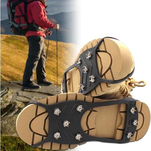 1 Pair Outdoor 8-Tooth Anti-Drop Shoe Cover Elastic Anti-Skid Ice Crampons Climbing Equipment For Fishing Hiking Walking Running
