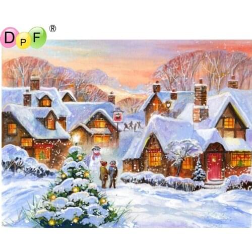 DPF DIY Town snow 5D crafts diamond painting cross stitch diamond embroidery home decor wall painting diamond mosaic full square