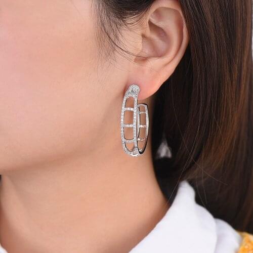 LARRAURI Personality Trendy Party Retro Round Hoop Earrings Luxury Cubic Zircon Crystal Circle Hoop Earrings For Women Jewelry