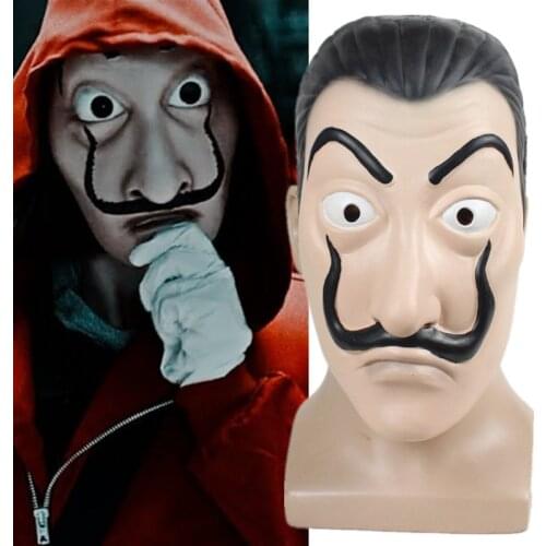 House of Paper Money Heist La casa de papel Professor Sergio Marquina Latex Mask Helmet Halloween Party Carnival Costume Props