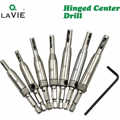 LAVIE 7PCS/lot HSS Self Centering Hinger Drill Bit Center Positioned Carpenter Furniture Maker Bits Woodworking Punch DB03008