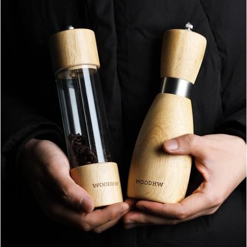 Nordic Solid Wood Salt and Pepper Mill Spice Mills Strong Adjustable Handheld Seasoning Mills Grinder Cooking BBQ Kitchen Tools