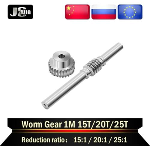 1set metal Worm Reduction Gear Set 1M15T/20T/25T Metal Wheel Speed Reducer Reduction Ratio 1:15/20/25 Worm Gear
