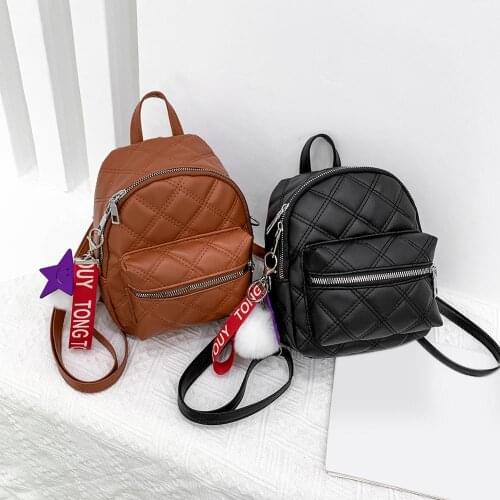 Fashion New Women Leather Backpack Teenager Cute Hairball Ribbon Students School Bag Girls Large Capacity Shoulder Travel Bag