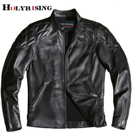 Size 5xl motorcycle jackets men real cow leather trend coats stand collar casaco masculino natural calf skin rider coats 19758