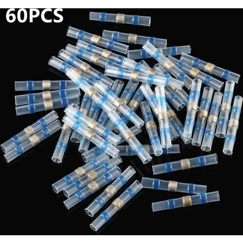 60PCS Heat Shrink Soldering Sleeve Terminals Insulated Waterproof Butt Connectors Kit Electrical Wire Soldered Terminals