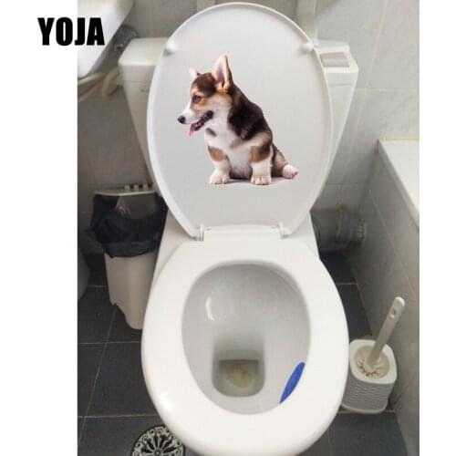 YOJA 22.6*20.9CM Cocky Dog With Tongue-Spitting WC Toilet Sticker Animal Wall Decals T1-0262