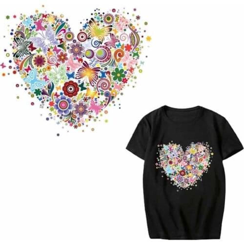 Flower Heart Patches for Clothing Iron-on Transfers Vinyl Stickers on Clothes DIY T-shirt Applique Butterfly Patch Heat Press