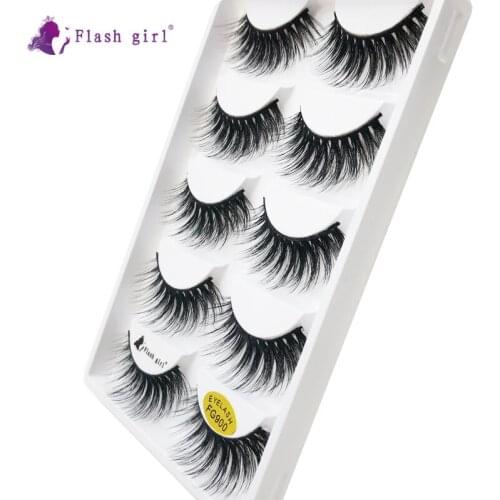 New 5 Pairs Natural False Eyelashes 3D Mink Hair Eyelash Extension Makeup Reusable Fake Eye Lashes Wholesale FG900