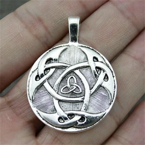 Pendants for jewelry Wholesale Metal Charms Lot 1pcs Triquetra Knot Symbols Triqueta Charms 42x31mm