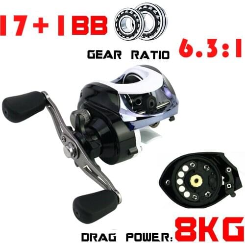 REELSKING GLA 17+1BB 6.3:1 8kg Max Drag Bait casting Fishing reels low profile reel bait casting Fishing reel