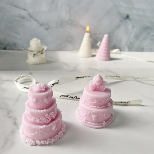 Wedding Cake Shape Candle Silicone Mold for DIY Handmade Ornaments Plaster Candle Jewelry Soap Key Chain Fondant Mould