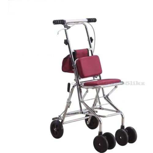 Foldable 4 wheel walker Portable Seniors Rolling Walker with Hand Brake & Rubber Wheel Rollator Cart Have Padded Seat