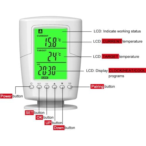 Smart Wireless Remote Control Thermostat With LCD Backlight, Digital Wireless Thermostat Wireless Programmable Thermostat Socket