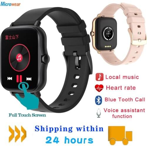 Womens Smart Watch BT Call Local Music Play Heartrate Test Fitness Tracker Man Full Touch Screen Smartwatch VS GTS 2 P8 Pro