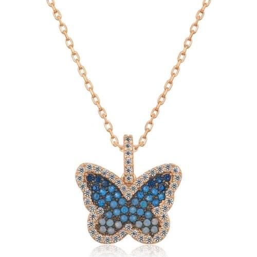 Tevuli 925 Sterling Silver Blue Butterfly Lady Necklace