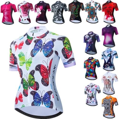 Weimostar butterfly Cycling Jersey Women Short Sleeve Bicycle Clothing Breathable MTB Bike Jersey Tops Road Racing Cycling Shirt