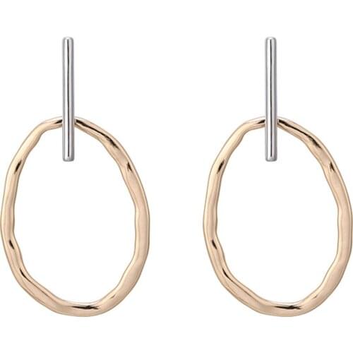 Vintage Style Metal Oval Pendant Earrings for Women Party Jewelry Accessories Gift