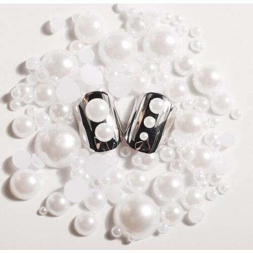 2000pcs Mixed Sizes (2-8mm) Nail Pearl Rhinestone Decorations Pearls Nails Acrylic Nail Supplies 3D Acrylic Nail Art Jewelry