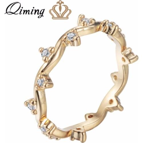 QIMING Decalite Crystal Women Ring Gold Fashion CZ Bague Knuckle Ring Midi Finger Rings Bijoux Femme Jewelry For Girls