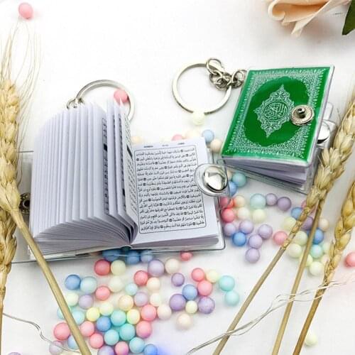 1pcs DIY Split Ring Key Chain Islam Style Mini Quran Book Vintage Keychain Holder Ring Pendant Decor Gift