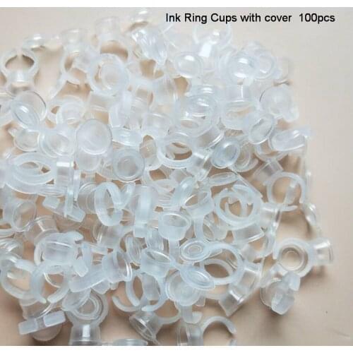100 pcs/lot Tattoo Ink Ring Cups 3D Eyebrow Tattoo Pigment Holder Containers With Lid Cover Caps For Permanent Makeup