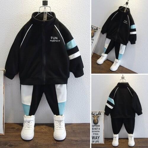 2021 New Zipper Spring Autumn Childrens Clothes Suit Baby Boys Coat + Pants 2pcs/Set Kids Teenage Top School Beach Boy Clothing