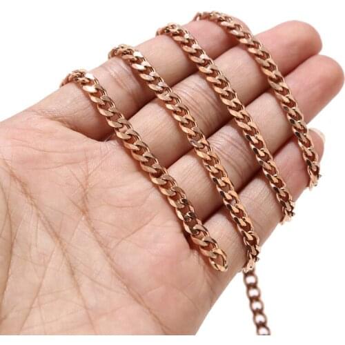 5mm Width Rose Gold Plated Stainless Steel Cuban Chain Link chains For DIY Jewelry Necklaces Bracelets Making