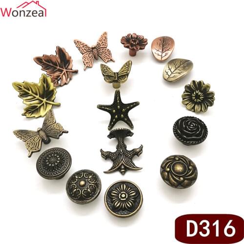 5PCS Antique Handle Knob Drawer Cabinet Furniture Handle Leaf Starfish Butterfly Kitchen Cupboard European Handles