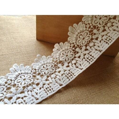 5Yards Embroidery Flower Crochet Venice/Venise Lace Trim In Ivory White Sewing Accessories