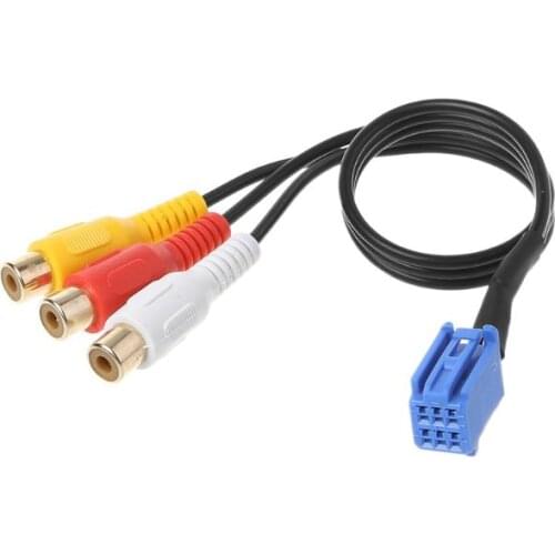 Car 3RCA Cable Adapter for toyota DVD Navigation Headunit 6Pin Blue AV Port 3040 T3EF