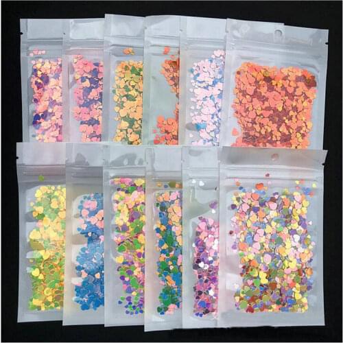 DIY Shiny Fillings Holographic Puffy Heart Cuts Decor Sparkle Paillette Slime Glitter Sequins Size Mix Shaker Stuff Resin Craft