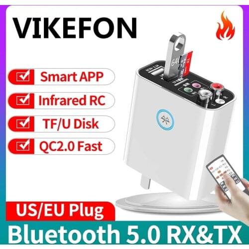 Bluetooth 5.0 Audio Transmitter Receiver Fast Charger 3.5MM AUX RCA TF Card U Disk Stereo Music Wireles Adapter for TV Headphone