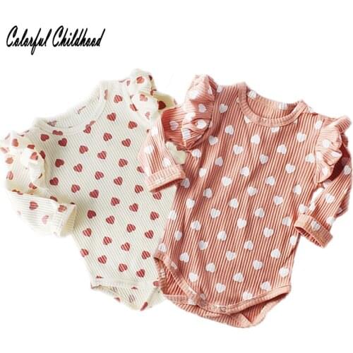 Infant Baby Long Sleeve Bodysuit Polka Dot Cute Little Hearts Newborn Twin Outfits Body For Baby Girl Cotton soft Clothes onsie