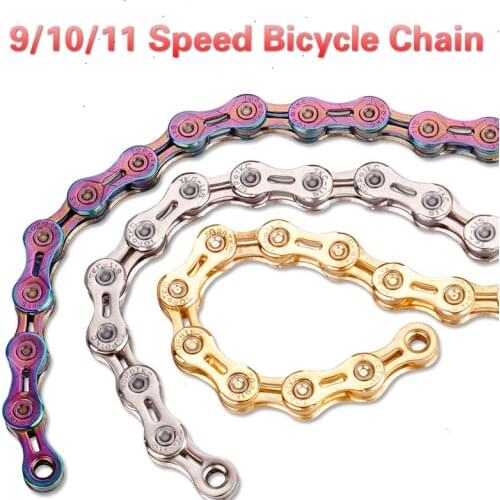 9/10/11 Speed Mountain Bike Chain Carbon Steel 116 Link Semi-hollow MTB Road Bike Chain Quick Buckle Bicycle Chain Accessories