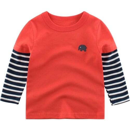 Kids Tops T-Shirt Long-Sleeve Baby Girls Boys Childrens Cotton New Popular Red White Autumn Spring for 2 3 4 5 6 7 8 Years