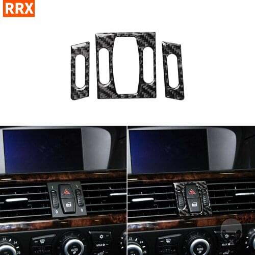 For BMW E60 5 Series 2004-2010 Carbon Fiber Interior Front Air Conditioner Outlet Decorative Frame Styling Cover Trim Stickers